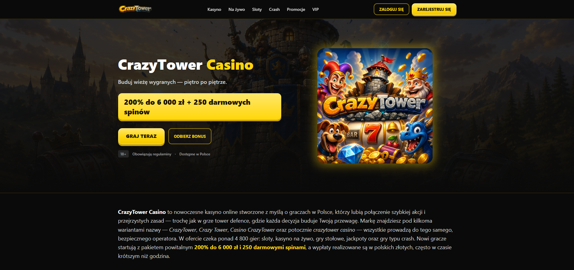 crazy tower kasyno